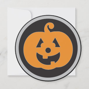 Round orange pumpkin Halloween party invitations