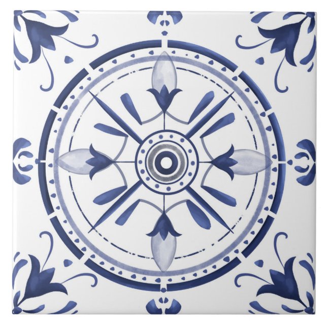 Round,ornate ,Spanish tile ,mediterranean  (Front)