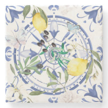 Round,ornate ,Spanish tile ,mediterranean ,lemon,