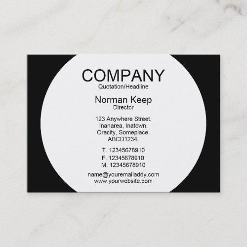 Round Panel _ White with Black Business Card