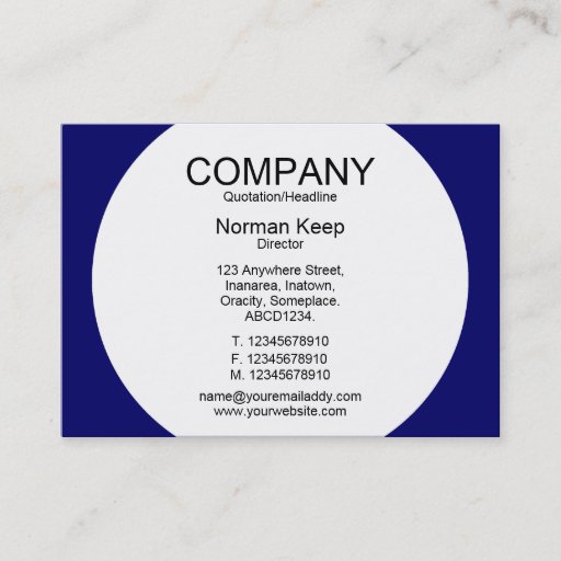 Customizable Round Panel - White with Dark Blue 000066 Business Cards