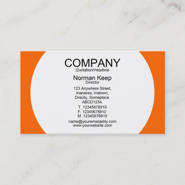Round Panel - White with Orange FF6600 Business Card (Front)
