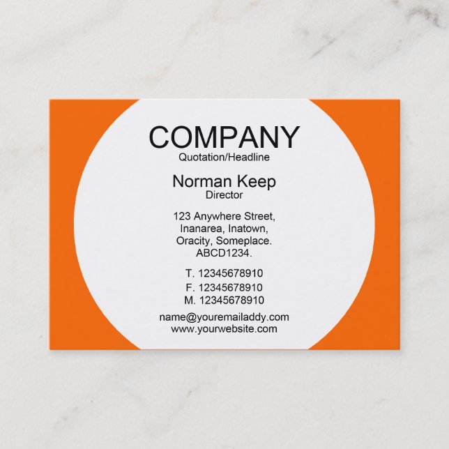 Round Panel - White with Orange FF6600 Business Card (Front)