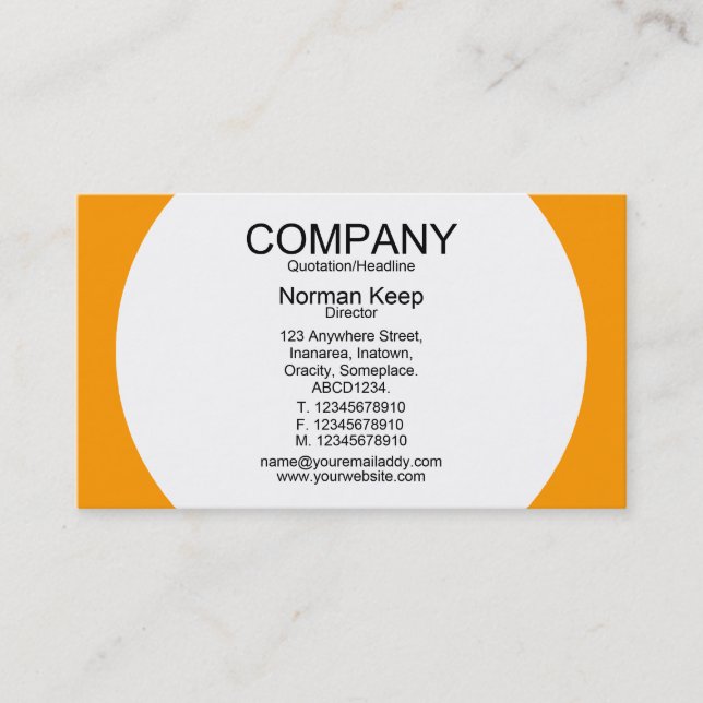 Round Panel - White with Orange FF9900 Business Card (Front)