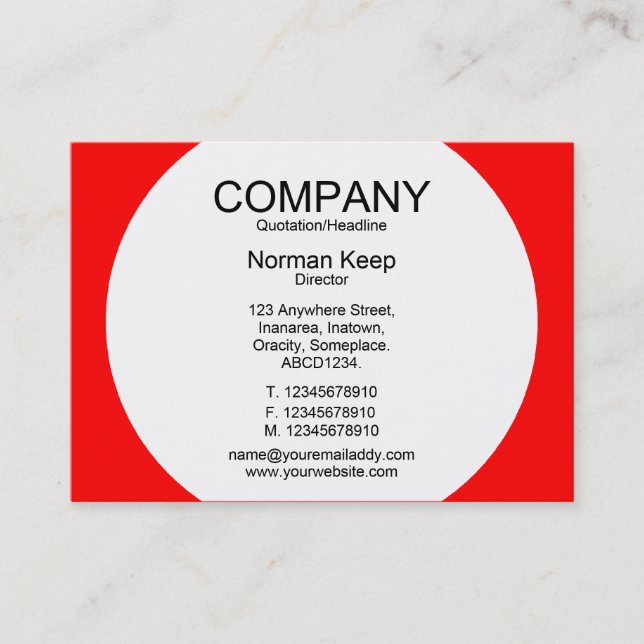 Round Panel - White with Red FF0000 Business Card (Front)