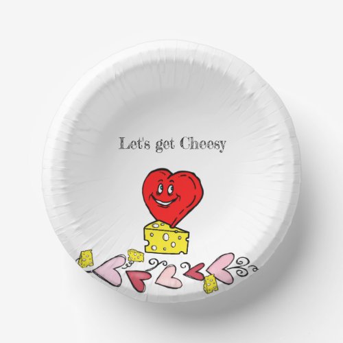 Round Paper Plate Cheesy Red Hearts  Paper Bowls
