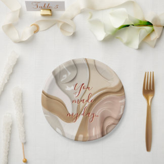 Round paper plate in stylish graphic