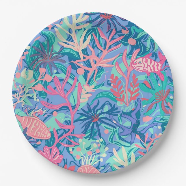 Round paper plate in stylish graphic (Front)