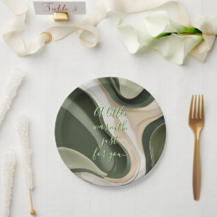 Round paper plate in stylish graphic