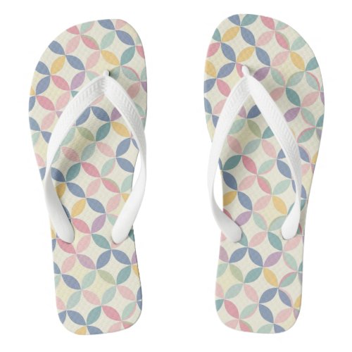 Round Pastel Pattern _ Abstract Petals Flip Flops