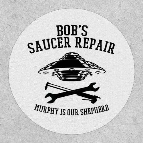 round patch with Bobs Saucer Repair logo