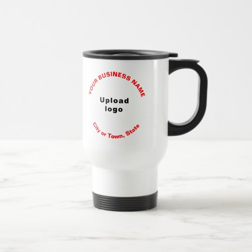 Round Pattern Business Brand Red Color Texts on Travel Mug