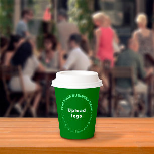Round Pattern Business Brand Texts on Green Paper Cups