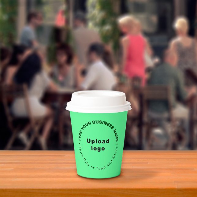 Round Pattern Business Brand Texts on Light Green Paper Cups (Creator Uploaded)