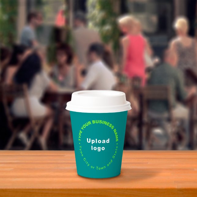 Round Pattern Business Brand Texts on Teal Green Paper Cups (Creator Uploaded)