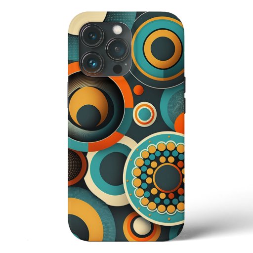 Round Pattern Design Artwork Blue & Orange  iPhone 13 Pro Case