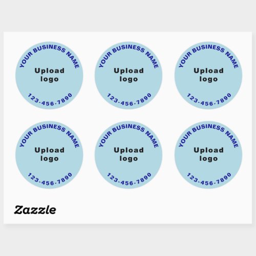 Round Pattern Phone Number Texts on Light Blue Classic Round Sticker