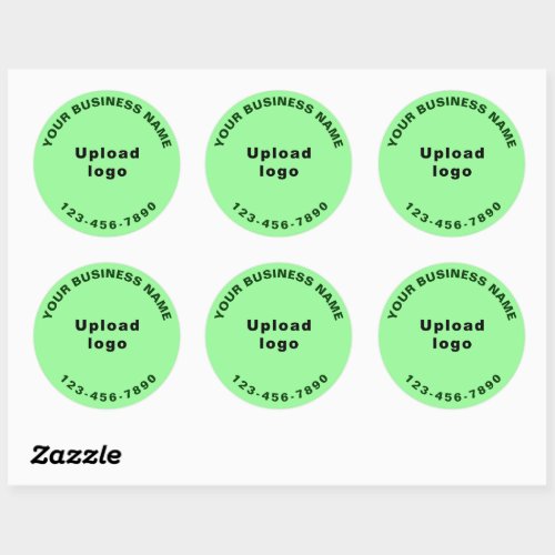 Round Pattern Phone Number Texts on Light Green Classic Round Sticker