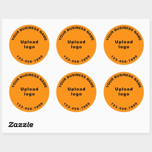 Round Pattern Phone Number Texts on Orange Color Classic Round Sticker