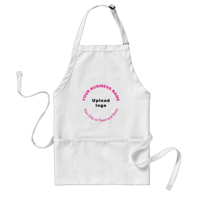 Round Pattern Pink Texts Business Brand on Apron (Front)