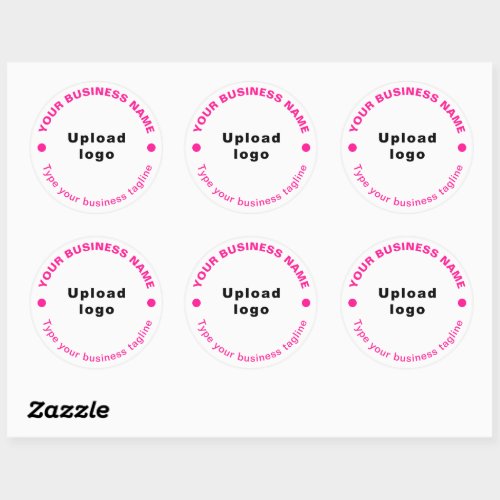 Round Pattern Pink Texts Tagline on White Sticker