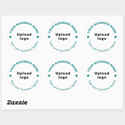 Round Pattern Teal Green Texts Tagline on White Classic Round Sticker