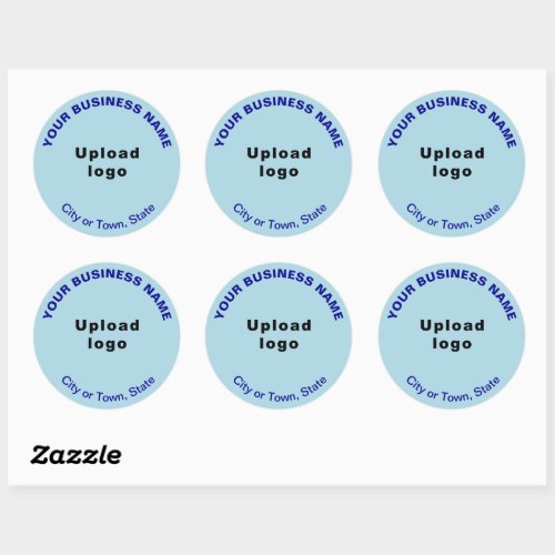 Round Pattern Texts Business Brand on Light Blue Classic Round Sticker