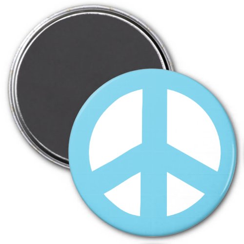 Round Peace Sign Magnet Baby Blue on White Magnet