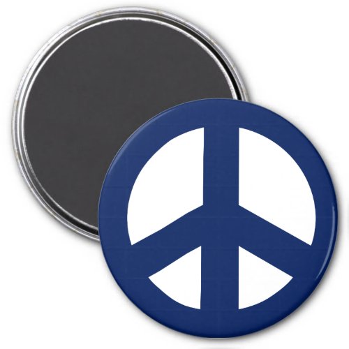 Round Peace Sign Magnet Blue on White Magnet