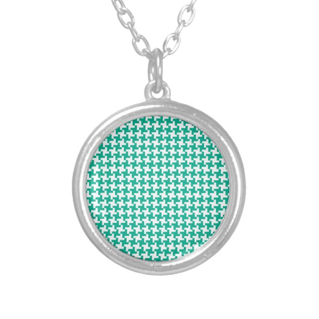 Round Pendant Necklace, Emerald Green Dogtooth (Front)
