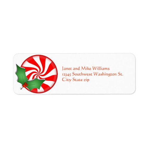 Round Peppermint Candy  Holly Sprig Personalized Label