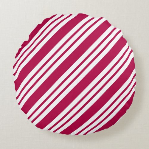 Round Peppermint Christmas Candy Holiday Pillow