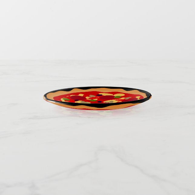 Round pepperoni pizza glass trinket tray design (Angled)