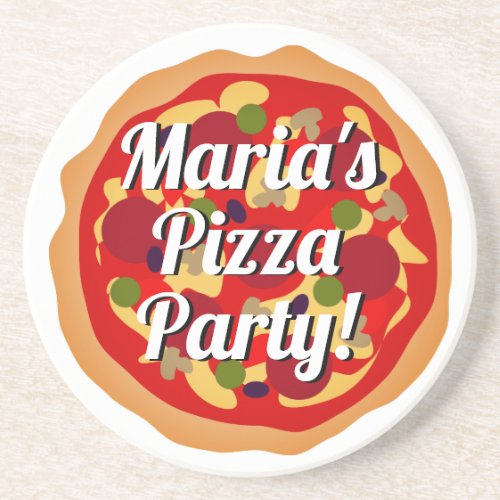 Round pepperoni pizza slice Italian Birthday gift Coaster