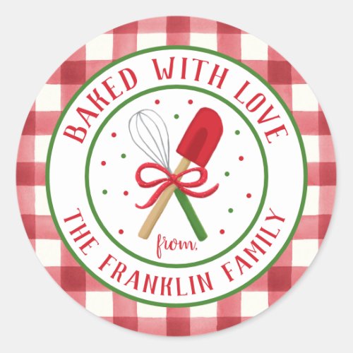 Round Personalized Baked with Love Sticker