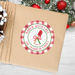 Round Personalized Baked with Love Sticker