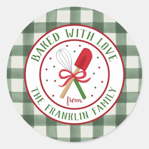 Round Personalized Holiday Baked with Love  Classic Round Sticker