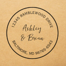 Round Personalized Return Address Wedding