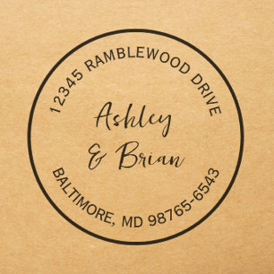 Round Personalized Return Address Wedding Self-inking Stamp
