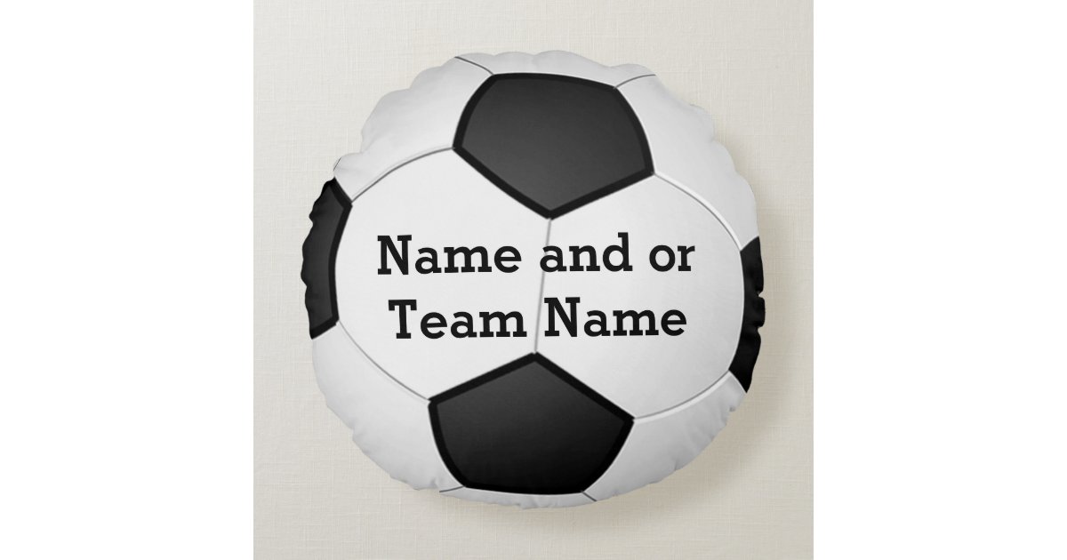 Round Personalized Soccer Pillows Name Or Team Zazzle Com