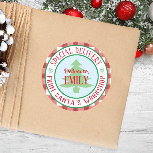 Round Personalized Special Delivery Christmas Classic Round Sticker