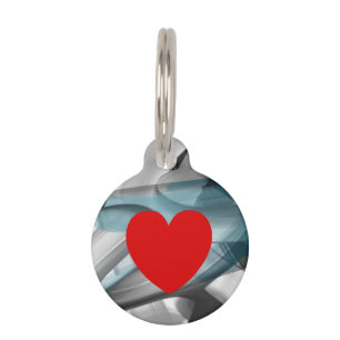 Round Pet Tag Trend Abstract Art Blue Ocean