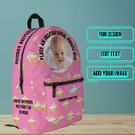 Round Photo and Text Pink Pacifiers Baby Printed Backpack