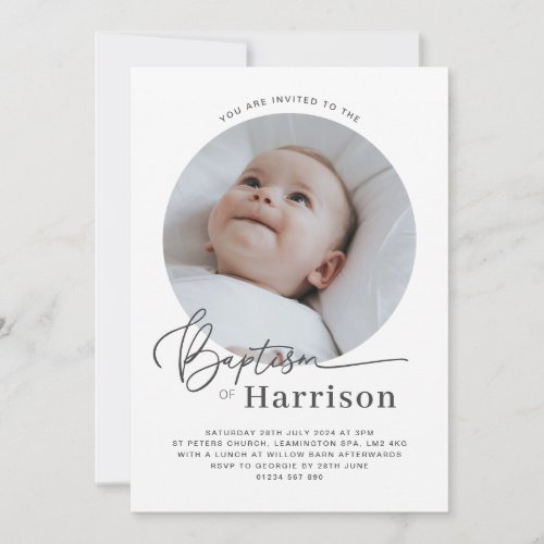 Round Photo Baptism Invitation