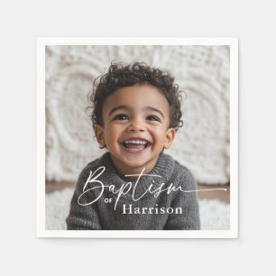 Round Photo Baptism Napkins
