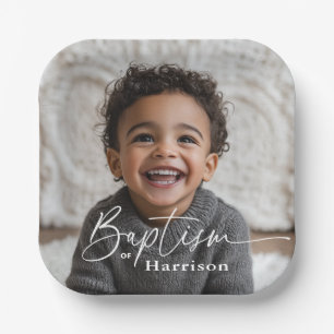 Round Photo Baptism Paper Plates