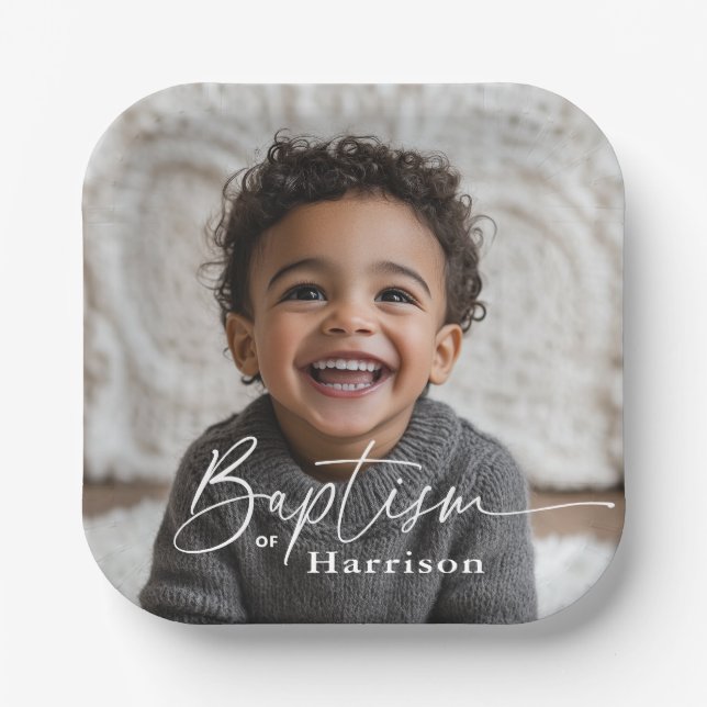 Round Photo Baptism Paper Plates (Front)