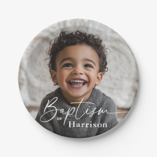 Round Photo Baptism Paper Plates