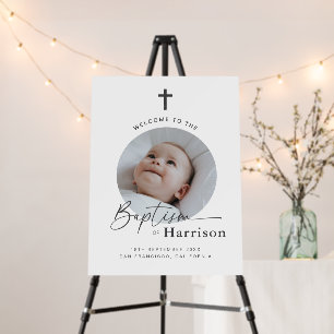 Round Photo Baptism - Welcome Sign