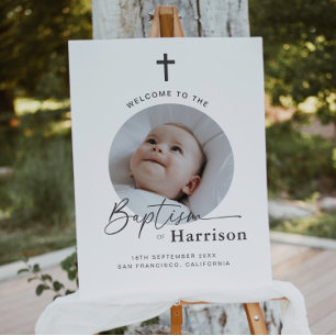 Round Photo Baptism - Welcome Sign